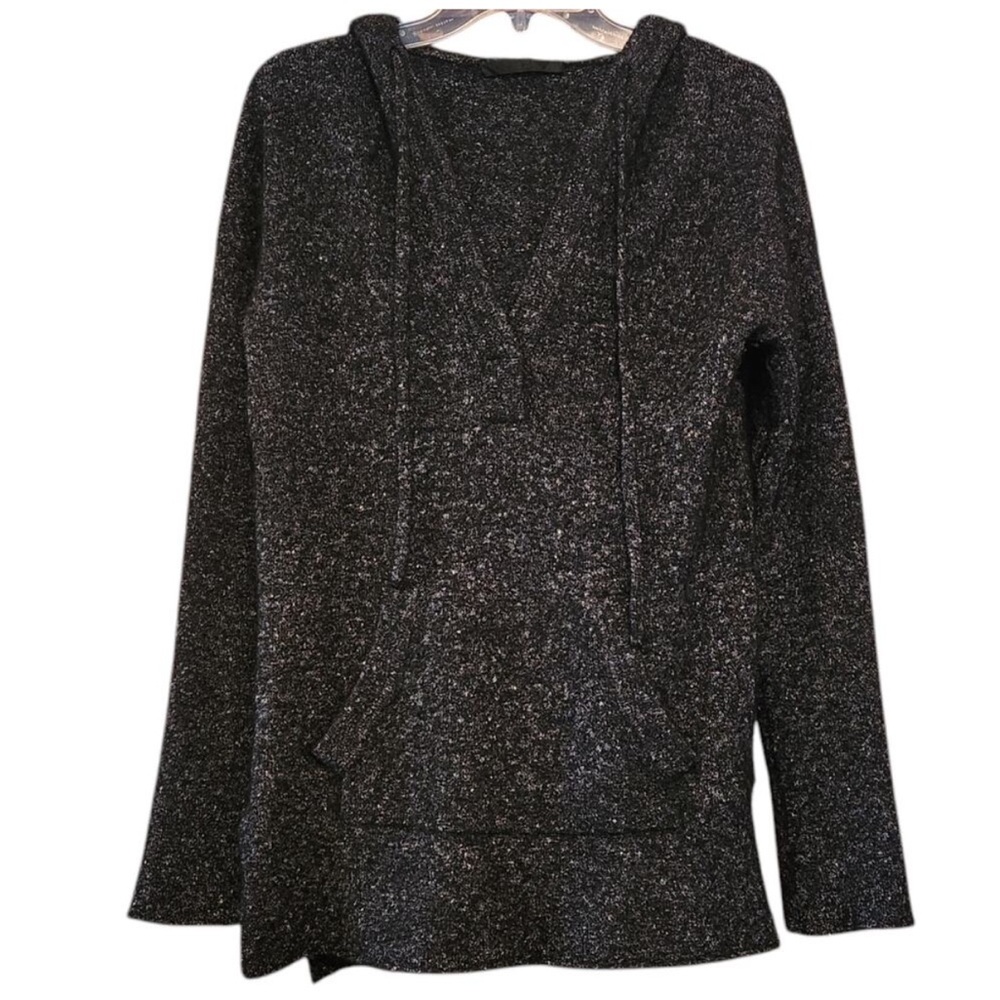 Jenni Kayne Sweater Hooded Merino Wool, alpaca, & silk, size XS Dark Charcoal